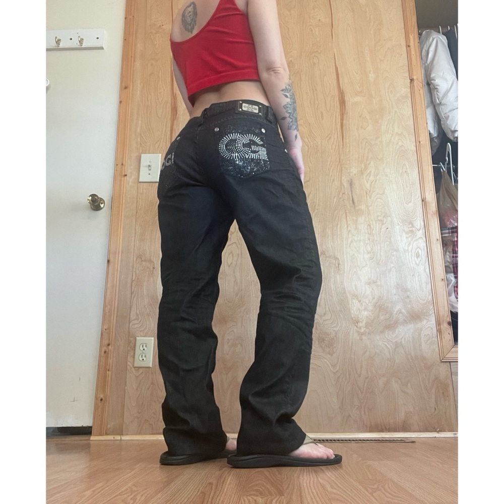 COOGI Black Straight-Leg Jeans with Rhinestone Back Pocket Detail